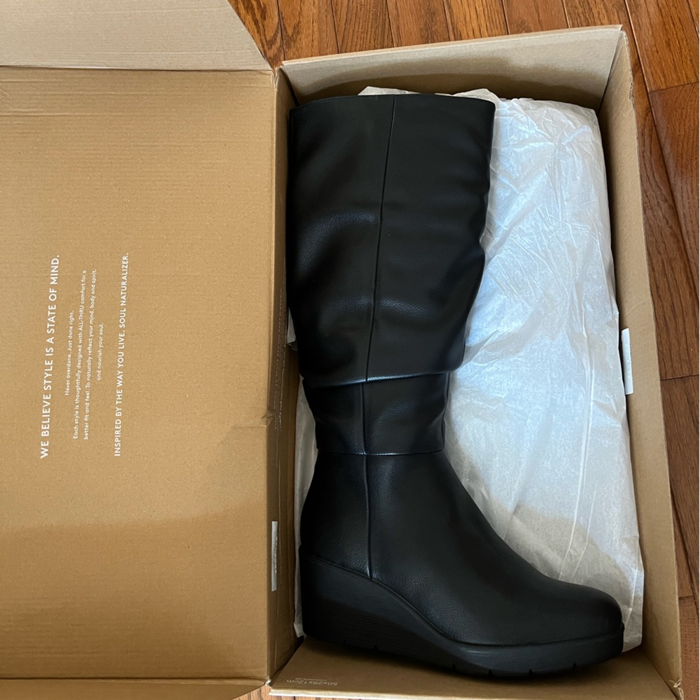 Naturalizer Black Knee-High Wedge Boots